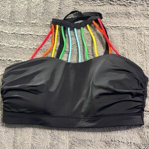 Cacique Black Bikini Top with Multicolor Straps